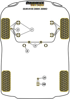 Renault Clio Models Clio V6 (2001 - 2005) Powerflex diagram - Reference 3