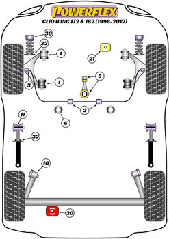 Renault Clio Models Clio II inc 172 & 182 (1998-2012) Powerflex diagram - Reference 11