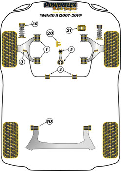 Renault Twingo Twingo II inc RS (2007-2014) Powerflex diagram - Reference 1