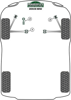 Rover Mini (1959 - 2000) Powerflex diagram - Reference 1