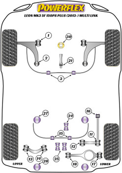 Seat Leon Models Leon MK3 5F (2013-2020) Leon MK3 5F 150PS plus (2013-2020) Multi Link Powerflex diagram - Reference 30