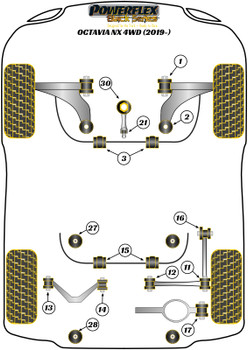 Powerflex vehicle diagram - Powerflex Lower Torque Mount Small Bush PFF3-1325BLK - Fits Skoda Octavia Octavia Mk4 NX (2019 on) Octavia NX 4WD