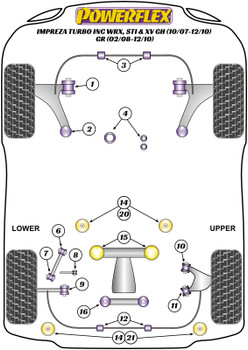 Powerflex vehicle diagram - Powerflex Rear Anti Roll Bar Bush 20mm PFR69-512-20 - Fits Subaru Impreza Impreza GR, GH (2007 - 2011) & WRX + STI (2007 - 2014)