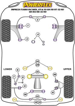 Powerflex vehicle diagram - Powerflex Rear Upper Arm Inner Front Bush ADJUSTABLE PFR69-510G - Fits Subaru Impreza Impreza GR, GH (2007 - 2011) & WRX + STI (2007 - 2014)