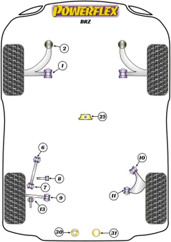 Powerflex vehicle diagram - Powerflex Rear Diff Rear Left Mount Insert PFR69-830 - Fits Subaru BRZ 2nd Gen (2021 on)