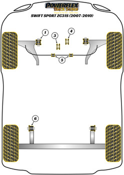 Powerflex vehicle diagram - Powerflex Rear Engine Mount Bush Insert PFF73-304BLK - Fits Suzuki Swift Sport MK2 (ZC31S) (2006 - 2010)