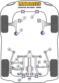 Powerflex vehicle diagram - Powerflex Rear Upper Lateral Tie Bar Outer PFR69-412 - Fits Subaru Legacy Legacy BL, BP (2003 - 2009)