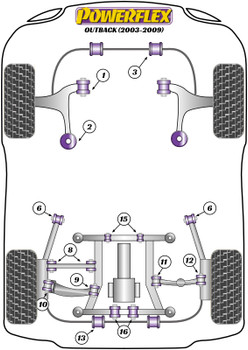 Powerflex vehicle diagram - Powerflex Rear Anti Roll Bar To Chassis Bush 14mm PFR69-305-14 - Fits Subaru Outback Outback (2003 - 2009)