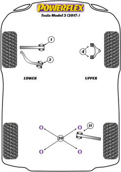 Powerflex vehicle diagram - Powerflex Front Lower Comp Link Inc Bush Kit PFF75K-302 - Fits Tesla Model 3 (2017 - 2023)