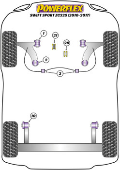 Powerflex vehicle diagram - Powerflex Front Arm, Rear Bush PFF73-402 - Fits Suzuki Swift Sport MK3 (ZC32S) (2010 - 2017)