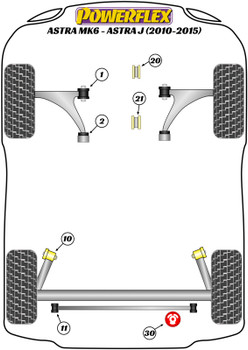 Powerflex vehicle diagram - Powerflex Rear Engine Mounting Insert PFF80-1421 - Fits Vauxhall / Opel ASTRA MODELS Astra MK6 - Astra J (2010 - 2015) Astra MK6 - Astra J (2010 - 2015)