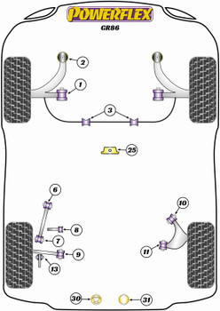 Powerflex vehicle diagram - Powerflex Rear Diff Rear Right Mount Insert PFR69-831 - Fits Toyota GR 86 (2021 on)