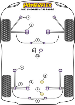 Powerflex vehicle diagram - Powerflex Front Inner Track Control Arm Bush PFF76-302 - Fits Toyota MR2 Models MR2 Gen2 SW20 (1989 - 1999) MR2 SW20 REV 1 (1989 - 1991)