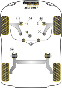 Powerflex vehicle diagram - Powerflex Front Anti Roll Bar 16.4mm PFF80-1103-16.4BLK - Fits Vauxhall / Opel Adam (2012-)