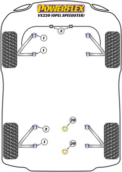 Powerflex vehicle diagram - Powerflex Front Anti Roll Bar Bush 25.4mm PFF34-203-25.4 - Fits Vauxhall / Opel VX220 (Opel Speedster)