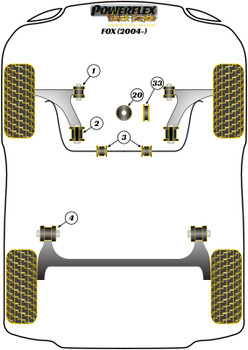 Powerflex vehicle diagram - Powerflex Front Wishbone Front Bush 30mm Camber Adjustable PFF85-201GBLK - Fits Volkswagen Fox (2003 - 2014)
