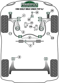 Powerflex vehicle diagram - Powerflex Upper Gearbox Mount Insert (Diesel) PFF85-441RH - Fits Volkswagen Golf Golf MK4 (1997 - 2004) Golf MK4 2WD Typ 1J (1997-2004)