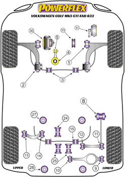 Powerflex vehicle diagram - Powerflex Rear Upper Wishbone Outer Bush Camber Adjustable PFR85-513G - Fits Volkswagen Golf Golf MK5  (2003 - 2009) Golf Mk5 GTI & R32 (2003-2009)
