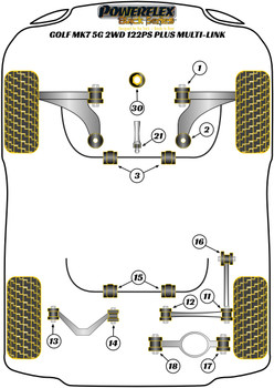 Powerflex vehicle diagram - Powerflex Lower Torque Mount Small Bush PFF3-1321BLK - Fits Volkswagen Golf Golf MK7 5G (2012 - 2021) Golf MK7 5G 2WD 122PS plus Multi-link (2012-2021)