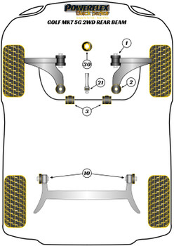 Powerflex vehicle diagram - Powerflex Front Anti Roll Bar Bush 25mm PFF85-803-25BLK - Fits Volkswagen Golf Golf MK7 5G (2012 - 2021) Golf MK7 5G 2WD up to 122PS Rear Beam (2012-2021)