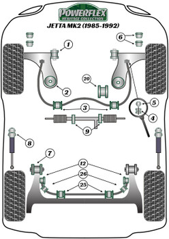 Powerflex vehicle diagram - Powerflex Rear Shock Top Mounting Bush PFR85-240H - Fits Volkswagen Jetta Models Jetta MK2 A2 (1985-1992)