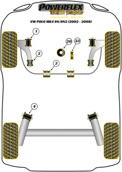 Powerflex vehicle diagram - Powerflex Front Wishbone Rear Bush PFF85-602BLK - Fits Volkswagen Polo Polo MK4 9N/9N3 (2002 - 2008)
