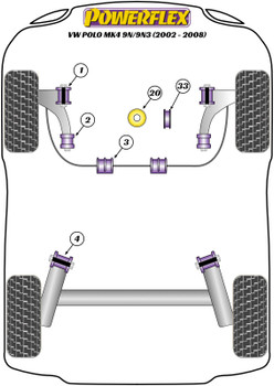 Powerflex vehicle diagram - Powerflex Exhaust Mount EXH023 - Fits Volkswagen Polo Polo MK4 9N/9N3 (2002 - 2008)