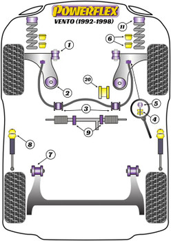 Powerflex vehicle diagram - Powerflex Front Wishbone Rear Bush PFF85-204 - Fits Volkswagen Vento Models Vento A3 (1992 - 1998)