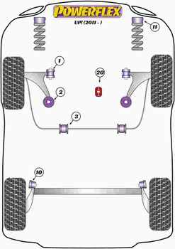 Powerflex vehicle diagram - Powerflex Lower Torque Mount Large Bush Insert (Tuned/Track) PFF85-1922P - Fits Volkswagen Up! inc. GTI (2011 on)