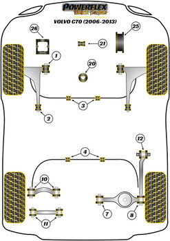 Powerflex vehicle diagram - Powerflex Front Upper Right Engine Mount Insert PFF19-1225BLK - Fits Volvo C70 (2006 - 2013)
