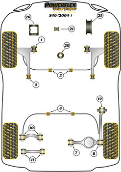 Powerflex vehicle diagram - Powerflex Front Lower Wishbone Rear Bush PFF19-1202BLK - Fits Volvo S40 (2004 - 2012)
