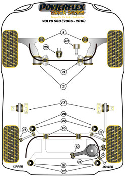 Powerflex vehicle diagram - Powerflex Rear Upper Arm Bush PFR19-1911BLK - Fits Volvo S80 (2006 - 2016)