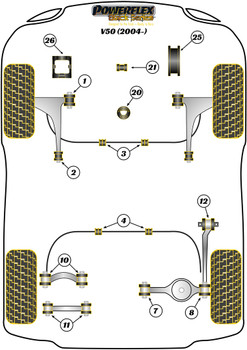 Powerflex vehicle diagram - Powerflex Rear Track Control Arm Outer Bush PFR88-308BLK - Fits Volvo V50 (2004 - 2012)