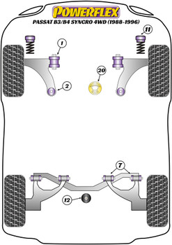 Powerflex vehicle diagram - Powerflex PowerAlign Camber Bolt Kit (12mm x 60mm) PFA100-12 - Fits Volkswagen Passat Models Passat B3/B4 (1988 - 1996) Passat B3/B4 Syncro 4WD (1988 - 1996)