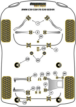 BMW E39 (1996 - 2004) E39 520 to 530 Powerflex suspension diagram
