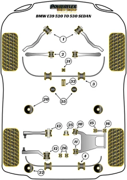 BMW E39 (1996 - 2004) E39 520 to 530 Powerflex suspension diagram