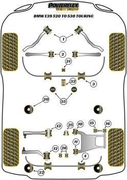 BMW E39 (1996 - 2004) E39 520 to 530 Touring Powerflex suspension diagram