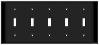Toggle Switch Wall Plate 5-Gang Black