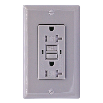 GFCI 20Amp Tamper Resistant UL943 w/ LED Gray