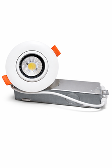 High-performance LED recessed gimbal downlight with integrated junction box, designed for modern residential and commercial lighting applications. This adjustable directional downlight features a clean white trim with a precision-engineered reflector and high-efficiency COB LED, delivering focused illumination ideal for accent and task lighting. The included metal junction box ensures easy installation and secure wiring, while the compact design allows for seamless integration into ceilings. Perfect for use in kitchens, living spaces, retail displays, galleries, and office environments requiring adjustable, energy-efficient lighting solutions.