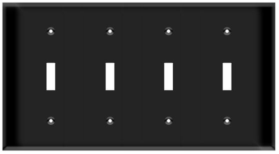 Toggle Switch Wall Plate 4-Gang Black