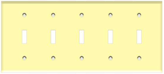 Toggle Switch Wall Plate 5-Gang Ivory