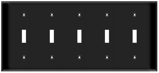 Toggle Switch Wall Plate 5-Gang Black