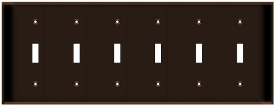 Toggle Switch Wall Plate 6-Gang Brown