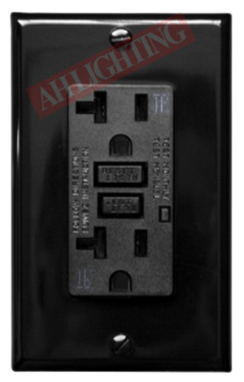 GFCI 20Amp Tamper Resistant UL943 w/ LED Black