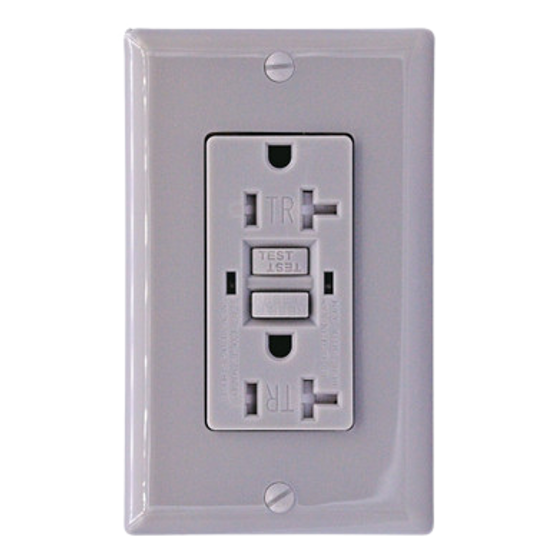 GFCI 20Amp Tamper Resistant UL943 w/ LED Gray