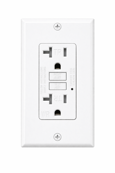 This 20 Amp White GFCI Receptacle with Wall Plate delivers reliable ground fault protection for residential and commercial electrical applications. Designed with a clean, modern white finish, this tamper-resistant (TR) and weather-resistant (WR) outlet provides enhanced safety while blending seamlessly into any environment. Featuring clearly labeled TEST and RESET buttons, durable construction, and easy installation, this GFCI outlet is ideal for kitchens, bathrooms, garages, and outdoor circuits requiring code-compliant protection.