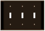 Toggle Switch Wall Plate 3-Gang Brown