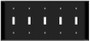 Toggle Switch Wall Plate 5-Gang Black