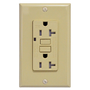 GFCI 20Amp Tamper Resistant UL943 w/ LED Ivory